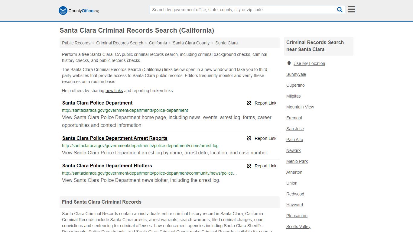 Santa Clara Criminal Records Search (California)